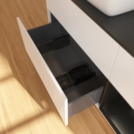 Тумба під раковину Villeroy & Boch Finion 120х50,1 см із підсвічуванням МДФ білий матовий лак/скло чорне матове G812PDMT