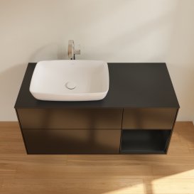 Тумба под раковину Villeroy & Boch Finion 120х50,1 см с подсветкой МДФ черный матовый лак/стекло черное матовое G812PDPD