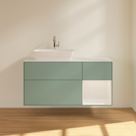 Тумба під раковину Villeroy & Boch Finion 120х50,1 см із підсвічуванням МДФ оливковий матовий лак/скло біле матове G811GFGM