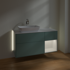 Тумба під раковину Villeroy & Boch Finion 120х50,1 см із підсвічуванням МДФ оливковий матовий лак/скло біле матове G811GFGM