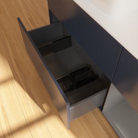 Тумба під раковину Villeroy & Boch Finion 120х50,1 см із підсвічуванням МДФ темно-синій матовий лак/скло біле матове G811GKHG