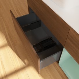 Тумба под раковину Villeroy & Boch Finion 120х50,1 см с подсветкой МДФ шпон грецкого ореха/стекло белое матовое G811GMGN