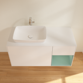 Тумба під раковину Villeroy & Boch Finion 120х50,1 см із підсвічуванням МДФ білий матовий лак/скло біле матове G811GMMT