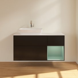 Тумба под раковину Villeroy & Boch Finion 120х50,1 см с подсветкой МДФ черный матовый лак/стекло белое матовое G811GMPD