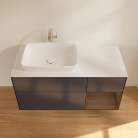 Тумба под раковину Villeroy & Boch Finion 120х50,1 см с подсветкой МДФ темно-синий матовый лак/стекло белое матовое G811GNHG