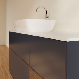 Тумба под раковину Villeroy & Boch Finion 120х50,1 см с подсветкой МДФ темно-синий матовый лак/стекло белое матовое G811GNHG