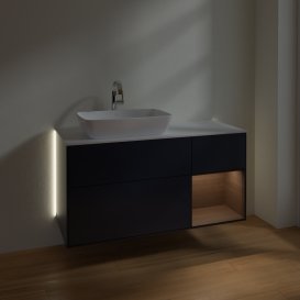 Тумба под раковину Villeroy & Boch Finion 120х50,1 см с подсветкой МДФ темно-синий матовый лак/стекло белое матовое G811GNHG