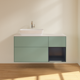 Тумба під раковину Villeroy & Boch Finion 120х50,1 см із підсвічуванням МДФ оливковий матовий лак/скло біле матове G811HGGM