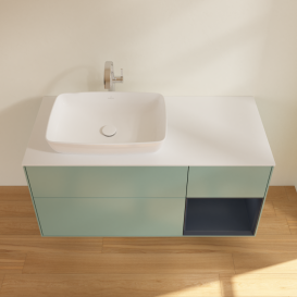 Тумба під раковину Villeroy & Boch Finion 120х50,1 см із підсвічуванням МДФ оливковий матовий лак/скло біле матове G811HGGM