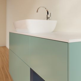 Тумба під раковину Villeroy & Boch Finion 120х50,1 см із підсвічуванням МДФ оливковий матовий лак/скло біле матове G811HGGM