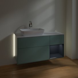 Тумба під раковину Villeroy & Boch Finion 120х50,1 см із підсвічуванням МДФ оливковий матовий лак/скло біле матове G811HGGM