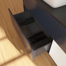 Тумба под раковину Villeroy & Boch Finion 120х50,1 см с подсветкой МДФ темно-синий матовый лак/стекло черное матовое G812GFHG