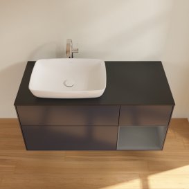 Тумба под раковину Villeroy & Boch Finion 120х50,1 см с подсветкой МДФ темно-синий матовый лак/стекло черное матовое G812GKHG