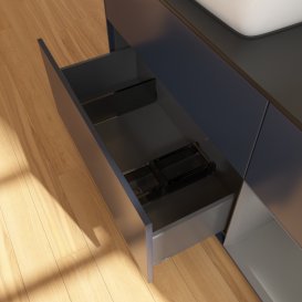 Тумба под раковину Villeroy & Boch Finion 120х50,1 см с подсветкой МДФ темно-синий матовый лак/стекло черное матовое G812GKHG