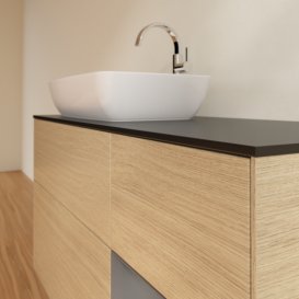 Тумба под раковину Villeroy & Boch Finion 120х50,1 см с подсветкой МДФ шпон дуба/стекло черное матовое G812GKPC