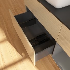 Тумба под раковину Villeroy & Boch Finion 120х50,1 см с подсветкой МДФ шпон дуба/стекло черное матовое G812GKPC