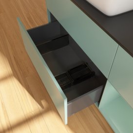 Тумба під раковину Villeroy & Boch Finion 120х50,1 см із підсвічуванням МДФ оливковий матовий лак/скло чорне матове G812GMGM