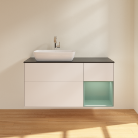 Тумба под раковину Villeroy & Boch Finion 120х50,1 см с подсветкой МДФ белый матовый лак/стекло черное матовое G812GMMT