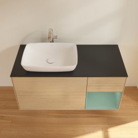 Тумба под раковину Villeroy & Boch Finion 120х50,1 см с подсветкой МДФ шпон дуба/стекло черное матовое G812GMPC