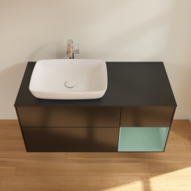 Тумба под раковину Villeroy & Boch Finion 120х50,1 см с подсветкой МДФ черный матовый лак/стекло черное матовое G812GMPD