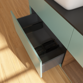 Тумба під раковину Villeroy & Boch Finion 120х50,1 см із підсвічуванням МДФ оливковий матовий лак/скло чорне матове G812GNGM