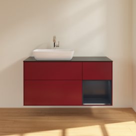 Тумба под раковину Villeroy & Boch Finion 120х50,1 см с подсветкой МДФ пион матовый лак/стекло черное матовое G812HGHB