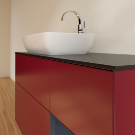 Тумба под раковину Villeroy & Boch Finion 120х50,1 см с подсветкой МДФ пион матовый лак/стекло черное матовое G812HGHB