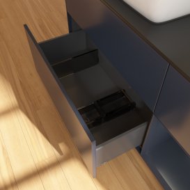 Тумба под раковину Villeroy & Boch Finion 120х50,1 см с подсветкой МДФ темно-синий матовый лак/стекло черное матовое G812HGHG