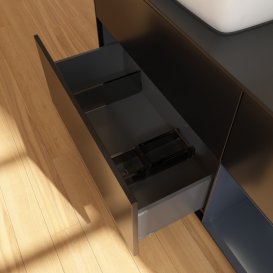 Тумба під раковину Villeroy & Boch Finion 120х50,1 см із підсвічуванням МДФ чорний матовий лак/скло чорне матове G812HGPD