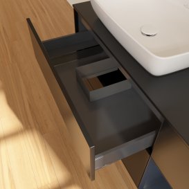 Тумба під раковину Villeroy & Boch Finion 120х50,1 см із підсвічуванням МДФ чорний матовий лак/скло чорне матове G812HGPD