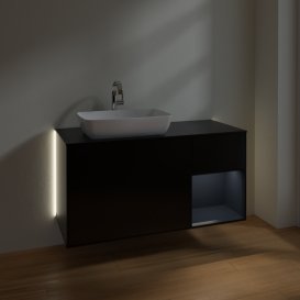Тумба під раковину Villeroy & Boch Finion 120х50,1 см із підсвічуванням МДФ чорний матовий лак/скло чорне матове G812HGPD