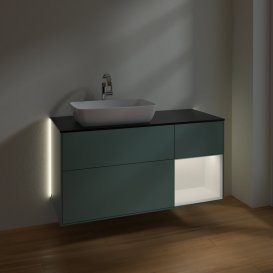 Тумба под раковину Villeroy & Boch Finion 120х50,1 см с подсветкой МДФ оливковый матовый лак/стекло черное матовое G812MTGM