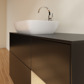 Тумба під раковину Villeroy & Boch Finion 120х50,1 см із підсвічуванням МДФ чорний матовий лак/скло чорне матове G812PCPD