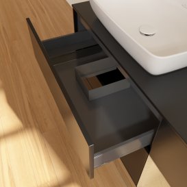 Тумба під раковину Villeroy & Boch Finion 120х50,1 см із підсвічуванням МДФ чорний матовий лак/скло чорне матове G812PCPD