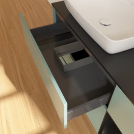 Тумба под раковину Villeroy & Boch Finion 120х50,1 см с подсветкой МДФ оливковый матовый лак/стекло черное матовое G812PDGM