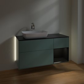 Тумба под раковину Villeroy & Boch Finion 120х50,1 см с подсветкой МДФ оливковый матовый лак/стекло черное матовое G812PDGM
