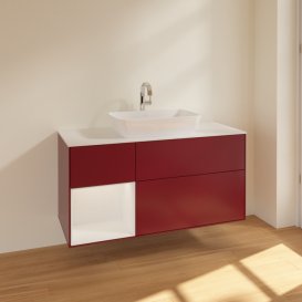 Тумба під раковину Villeroy & Boch Finion 120х50,1 см із підсвічуванням МДФ півонія матовий лак/скло біле матове F821GFHB