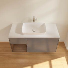 Тумба під раковину Villeroy & Boch Finion 120х50,1 см із підсвічуванням МДФ антрацит матовий лак/скло біле матове F821GNGK