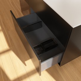 Тумба под раковину Villeroy & Boch Finion 120х50,1 см с подсветкой МДФ черный матовый лак/стекло белое матовое F821GNPD