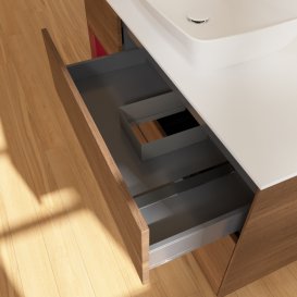 Тумба под раковину Villeroy & Boch Finion 120х50,1 см с подсветкой МДФ шпон грецкого ореха/стекло белое матовое F821HBGN