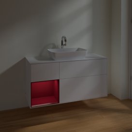 Тумба под раковину Villeroy & Boch Finion 120х50,1 см с подсветкой МДФ белый матовый лак/стекло белое матовое F821HBMT