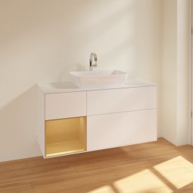 Тумба під раковину Villeroy & Boch Finion 120х50,1 см із підсвічуванням МДФ білий матовий лак/скло біле матове F821HFMT