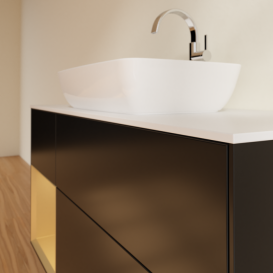 Тумба під раковину Villeroy & Boch Finion 120х50,1 см із підсвічуванням МДФ чорний матовий лак/скло біле матове F821HFPD