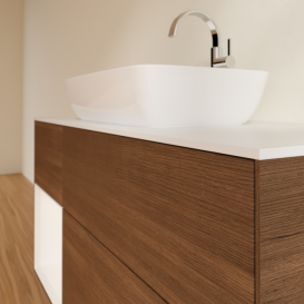 	Тумба под раковину Villeroy & Boch Finion 120х50,1 см с подсветкой МДФ шпон грецкого ореха/стекло белое матовое F821MTGN