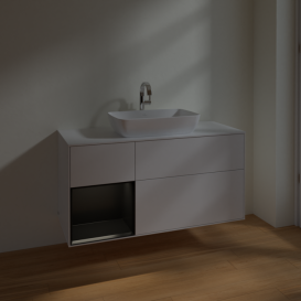 Тумба під раковину Villeroy & Boch Finion 120х50,1 см із підсвічуванням МДФ білий глянцевий лак/скло біле матове F821PDGF