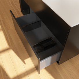 Тумба під раковину Villeroy & Boch Finion 120х50,1 см із підсвічуванням МДФ чорний матовий лак/скло біле матове F821PDPD