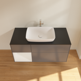 Тумба под раковину Villeroy & Boch Finion 120х50,1 см с подсветкой МДФ антрацит матовый лак/стекло черное матовое F822GFGK