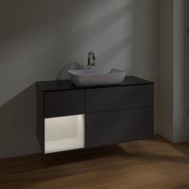 Тумба под раковину Villeroy & Boch Finion 120х50,1 см с подсветкой МДФ антрацит матовый лак/стекло черное матовое F822GFGK