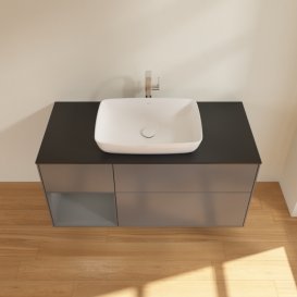 Тумба під раковину Villeroy & Boch Finion 120х50,1 см із підсвічуванням МДФ антрацит матовий лак/скло чорне матове F822GKGK