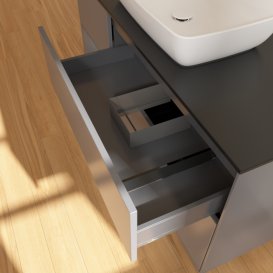 Тумба під раковину Villeroy & Boch Finion 120х50,1 см із підсвічуванням МДФ антрацит матовий лак/скло чорне матове F822GKGK